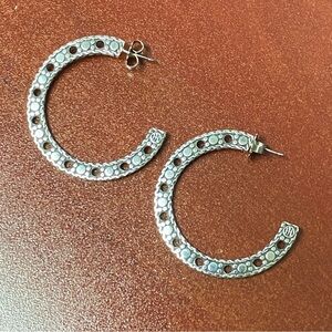 John Hardy Earrings 2” Sterling Silver Large Dot Hoop Earrings